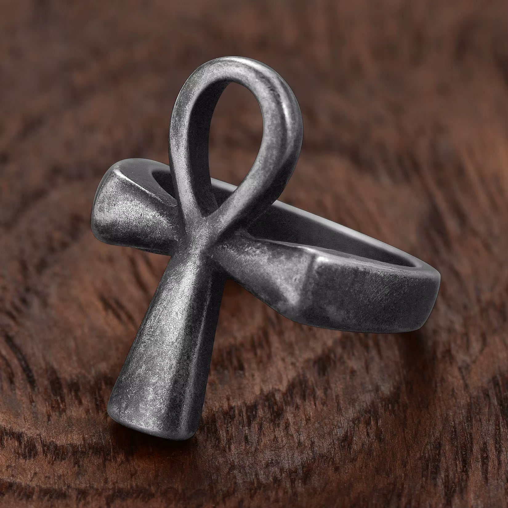 Stainless Steel Ankh Cross Rings for Men Women Egyptian Hieroglyphs Symbol Key of Life Charm Size 7-14 Egypt Jewelry Gift