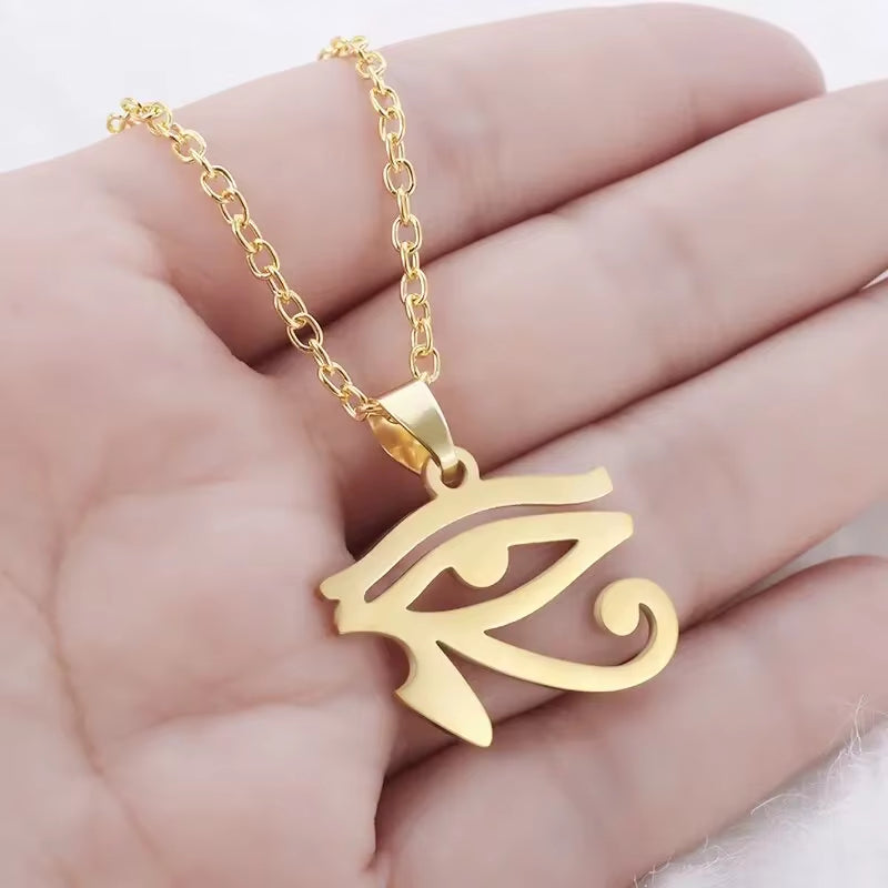 Stainless Steel Ancient Egyptian Ankh Cross Life Key Totem Necklace Men and Women Lucky Amulet Jewelry
