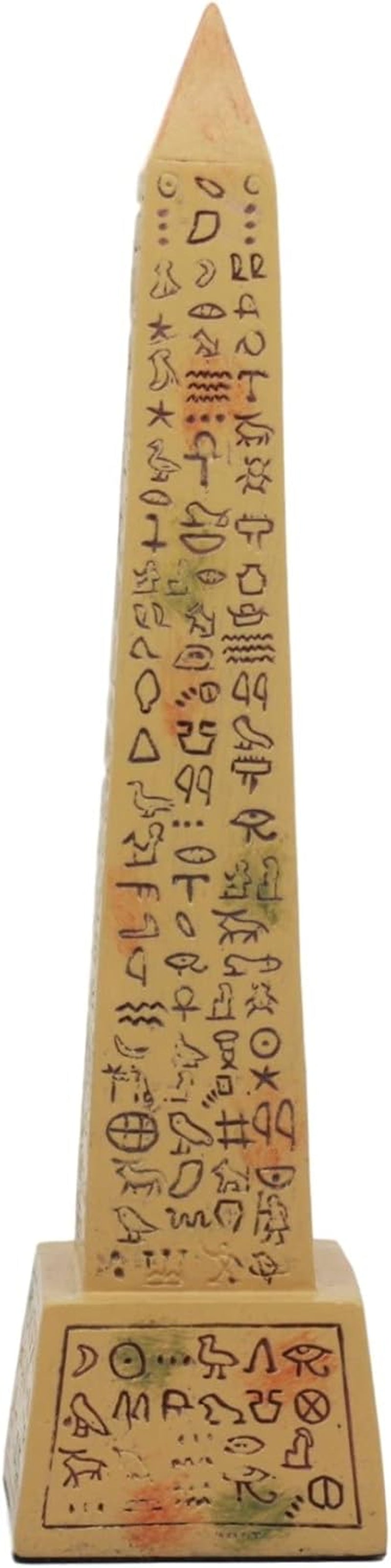 Ebros Egyptian Temple of Ra Desert Obelisk with Hieroglyphs Statue 8" Tall Ancient Egypt Landmark Obelisks Pillar Tower Figurine (Sandstone Brown)