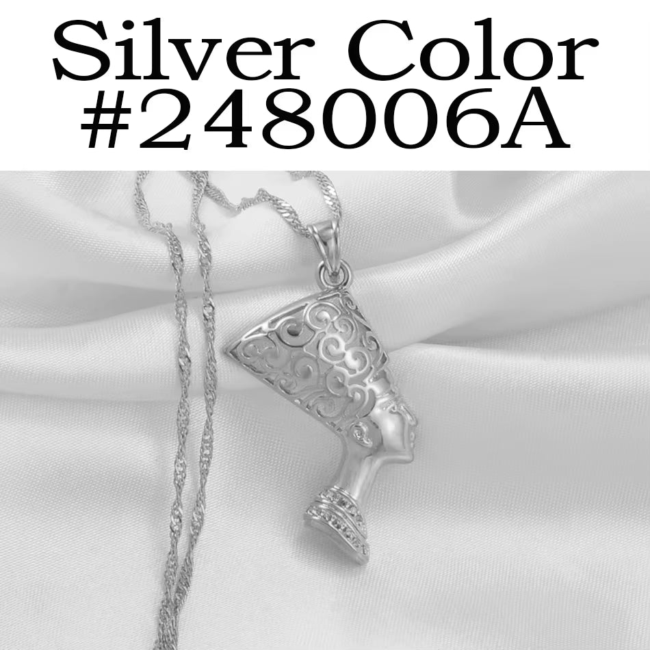 Ancient Egyptian Queen Pendant Necklaces Women Ancient Egypt Nefertiti Head Wholesale African Jewelry @191906