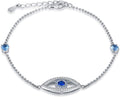 Evil Eye Anklet, Sterling Silver Adjustable Anklets for Womens,Cubic Zirconia Blue Evil Eye Jewelry Gifts for Women(Anklet 10 Inches)