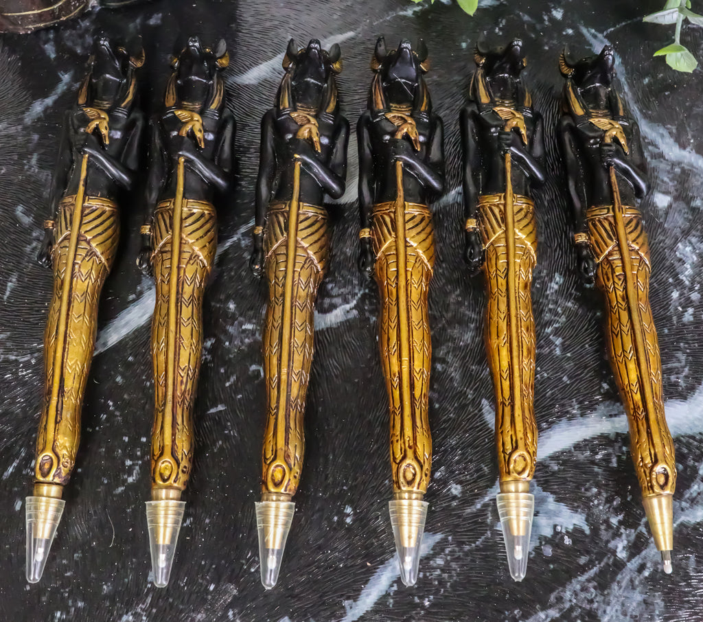 Egyptian Anpu Temple of Anubis Hieroglyphic Ballpoint Pen Set of 6 Gods of Egypt