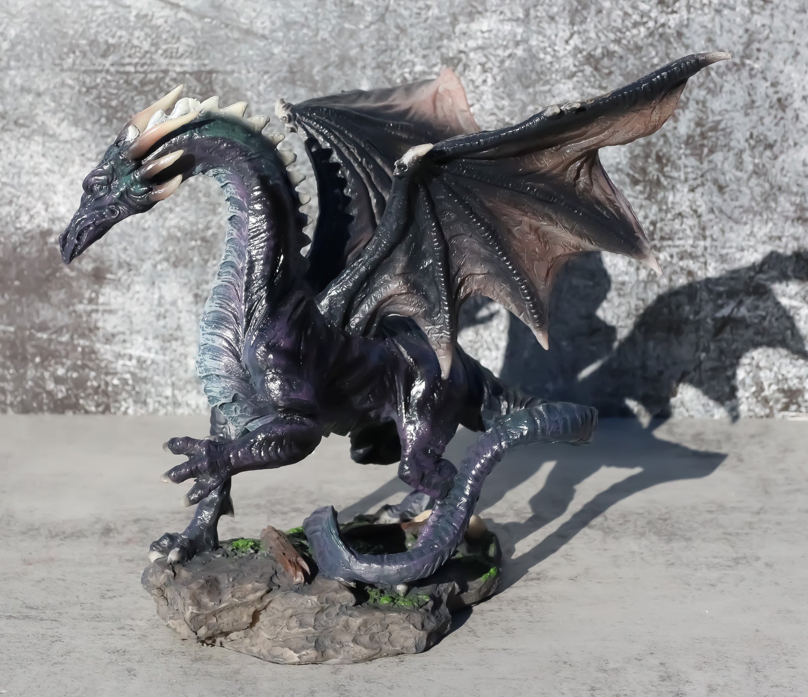 Ancient Mythology Legendary Guardian Dark Midnight Dragon Sculpture Statue 8"H
