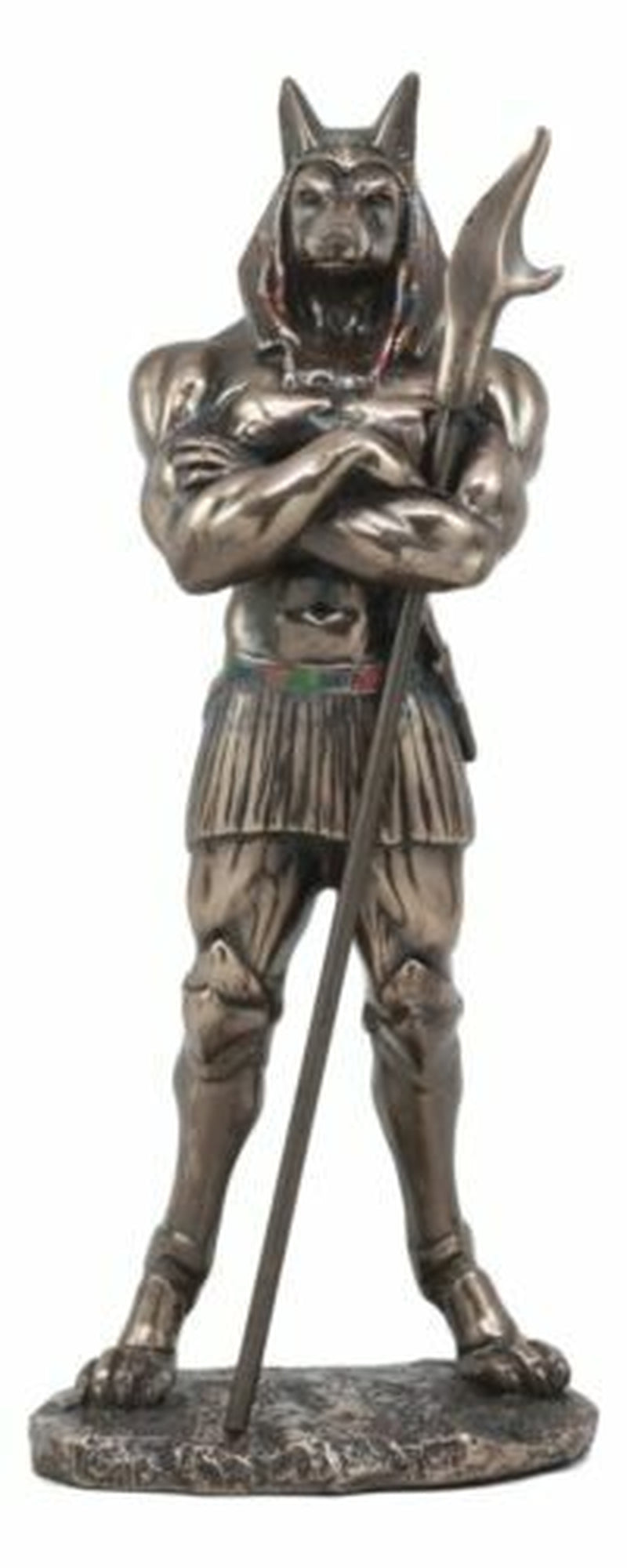 EGYPTIAN BRONZELIKE DARK MIGHTY ANUBIS DEITY STATUE GOD of MUMMIFICATION 11"H