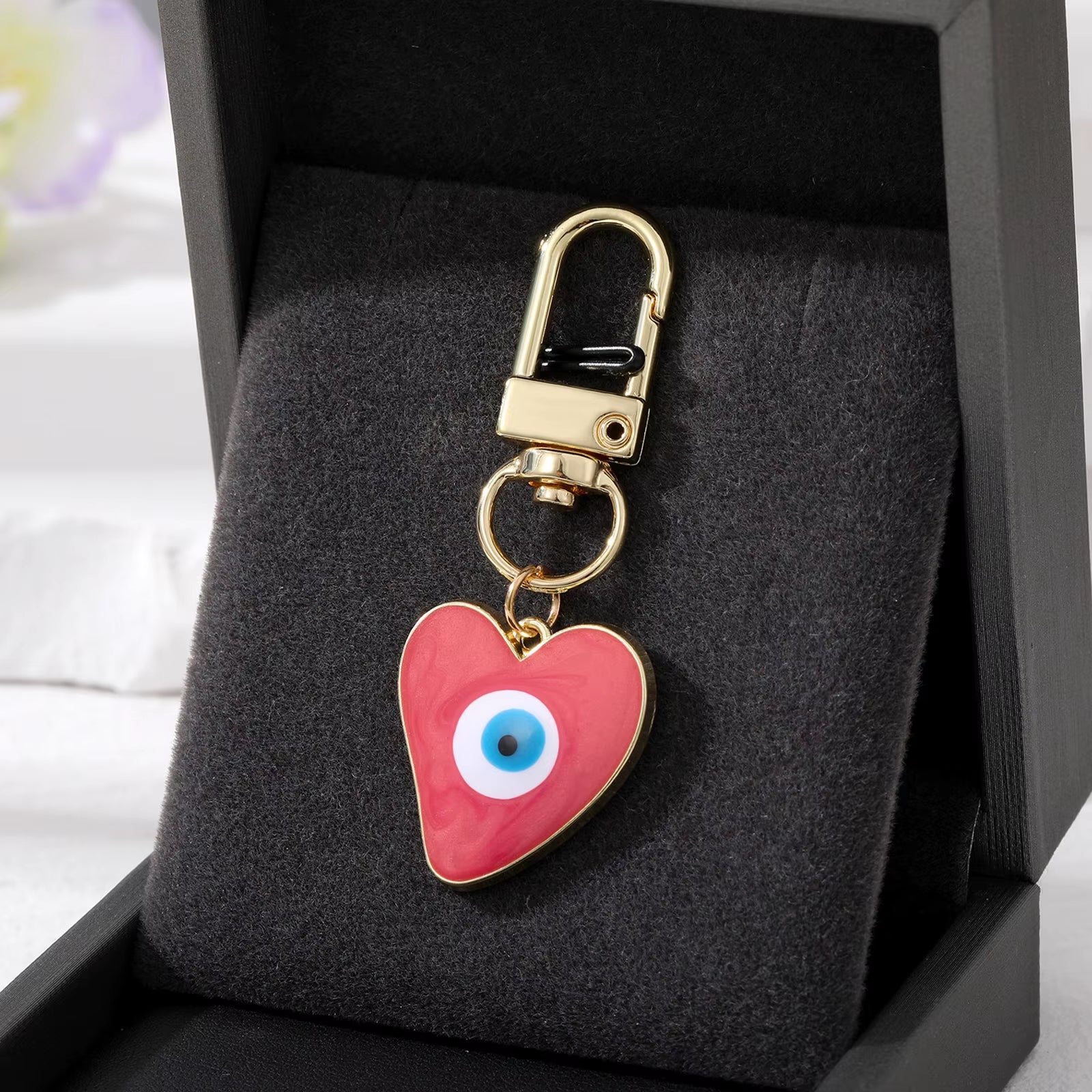 Fashion Keychain Turkish Heart Evil Eye Enamel Pendant Keychains Blue Eye Keyring School Bag Car Key Jewelry Accessories ,1Piece