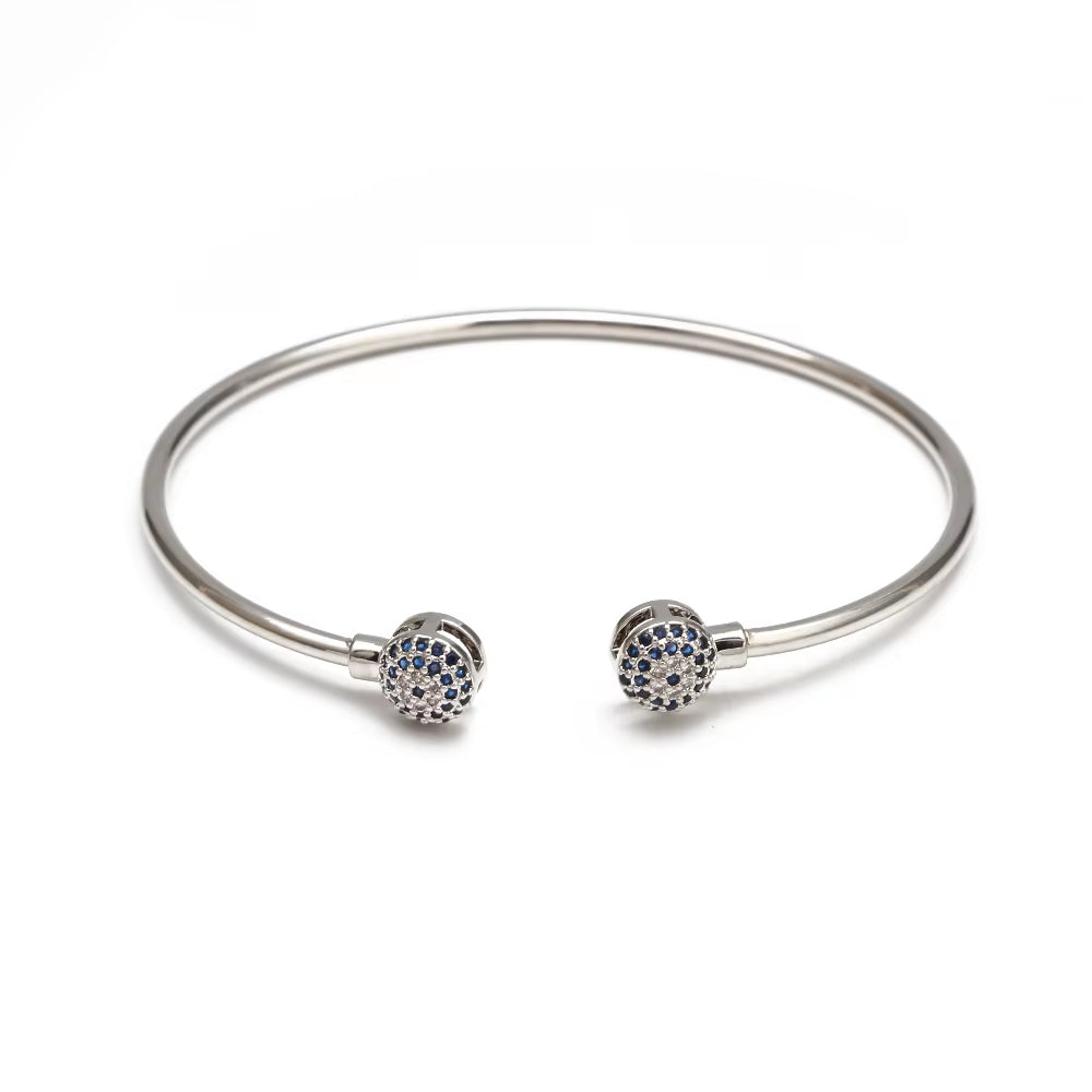 Open Cuff Bracelet Bangle Gold Silver Color Copper Micro Pave Zircon Evil Eye Bangle for Women Men Fashion Jewelry