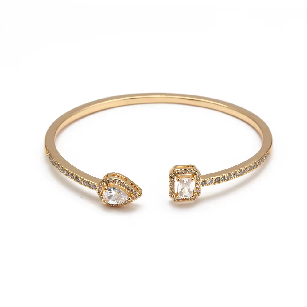 Open Cuff Bracelet Bangle Gold Silver Color Copper Micro Pave Zircon Evil Eye Bangle for Women Men Fashion Jewelry