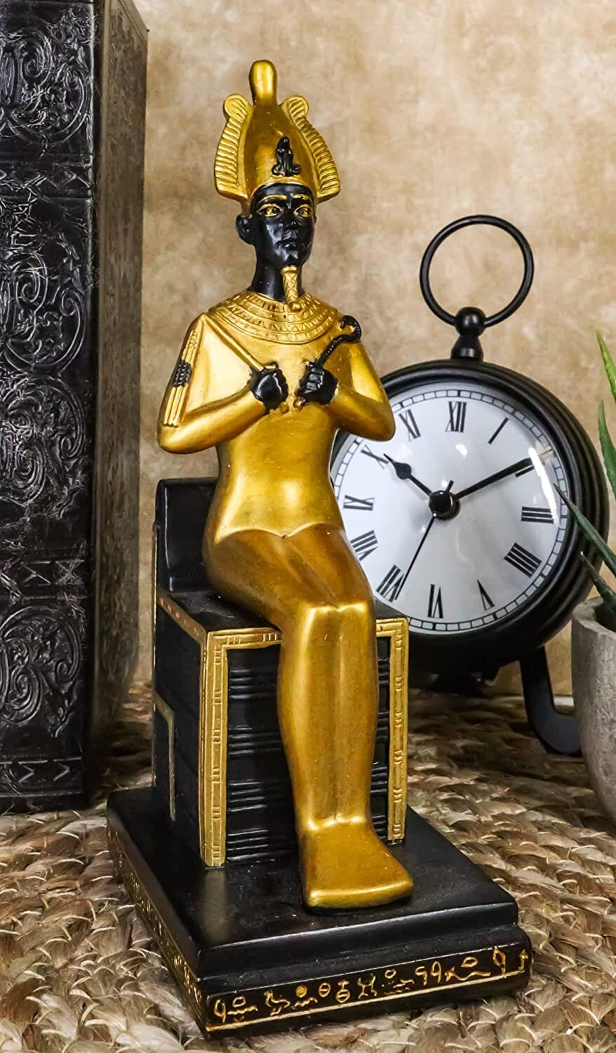 Egyptian King Queen Goddess Isis & God Osiris Sitting on Throne Figurine Set