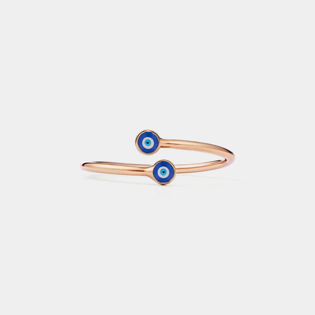 Evil Eye Nazar Bypass Ring • Turkish Blue Eye Stacking Ring • Sterling Silver Friendship Jewelry • Trendy Best Friend Gift
