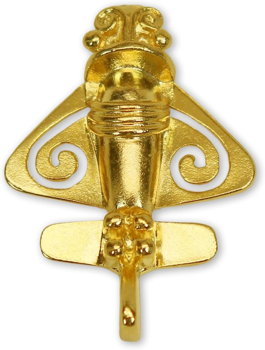 Quimbaya Flyer Pin 24K Gold Finish Pre-Colombian Ancient Alien Artifact Lapel, H