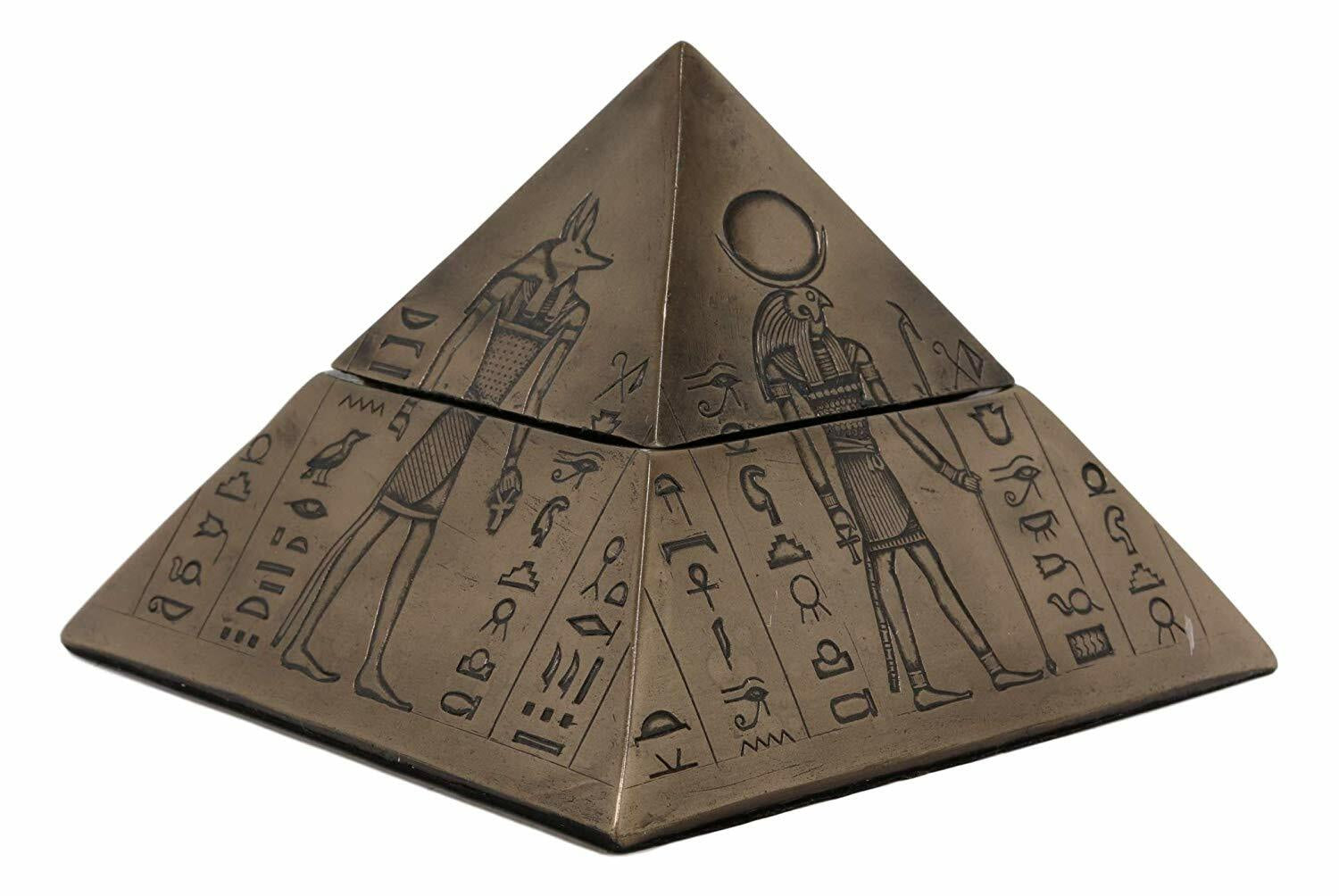 Egyptian Gods Pyramid Trinket Box Egypt Jewelry Container Figurine Statue 8076