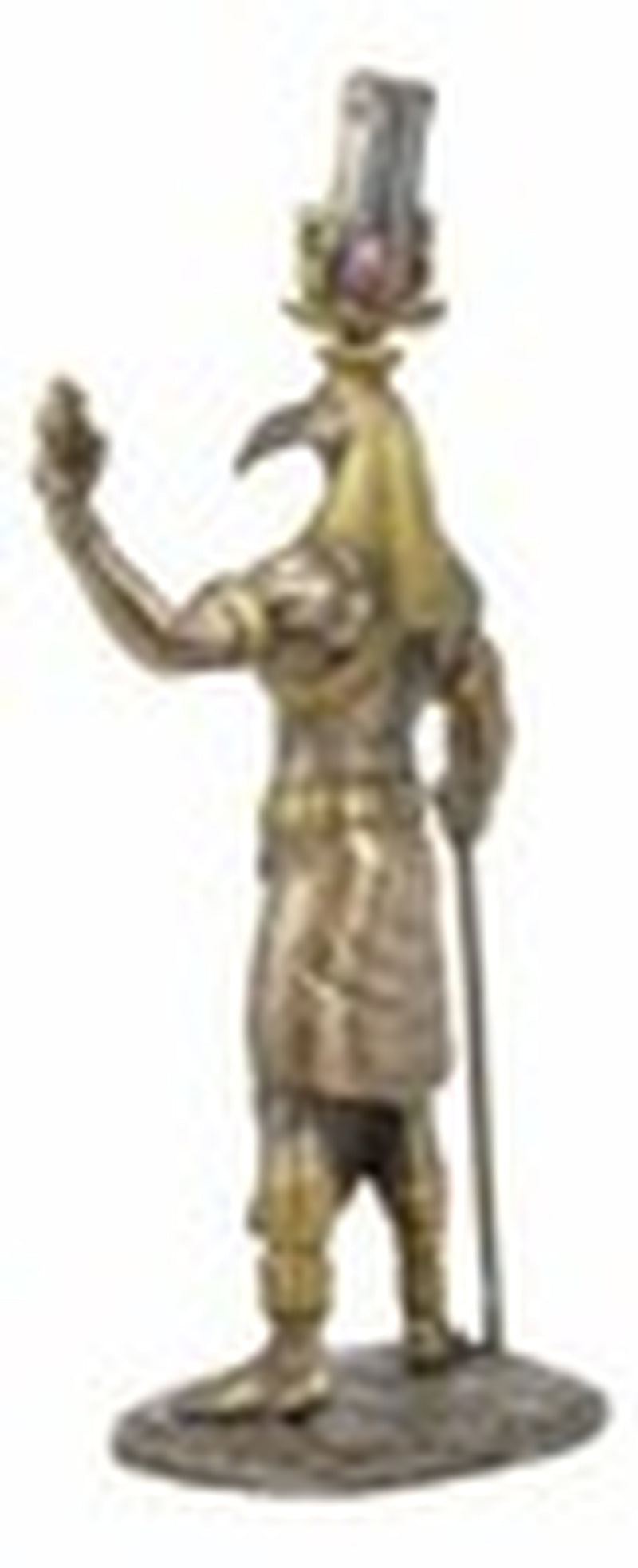 Bronzed Egyptian God of Technology Ibis Headed Thoth Holding Was and Ankh Statue
