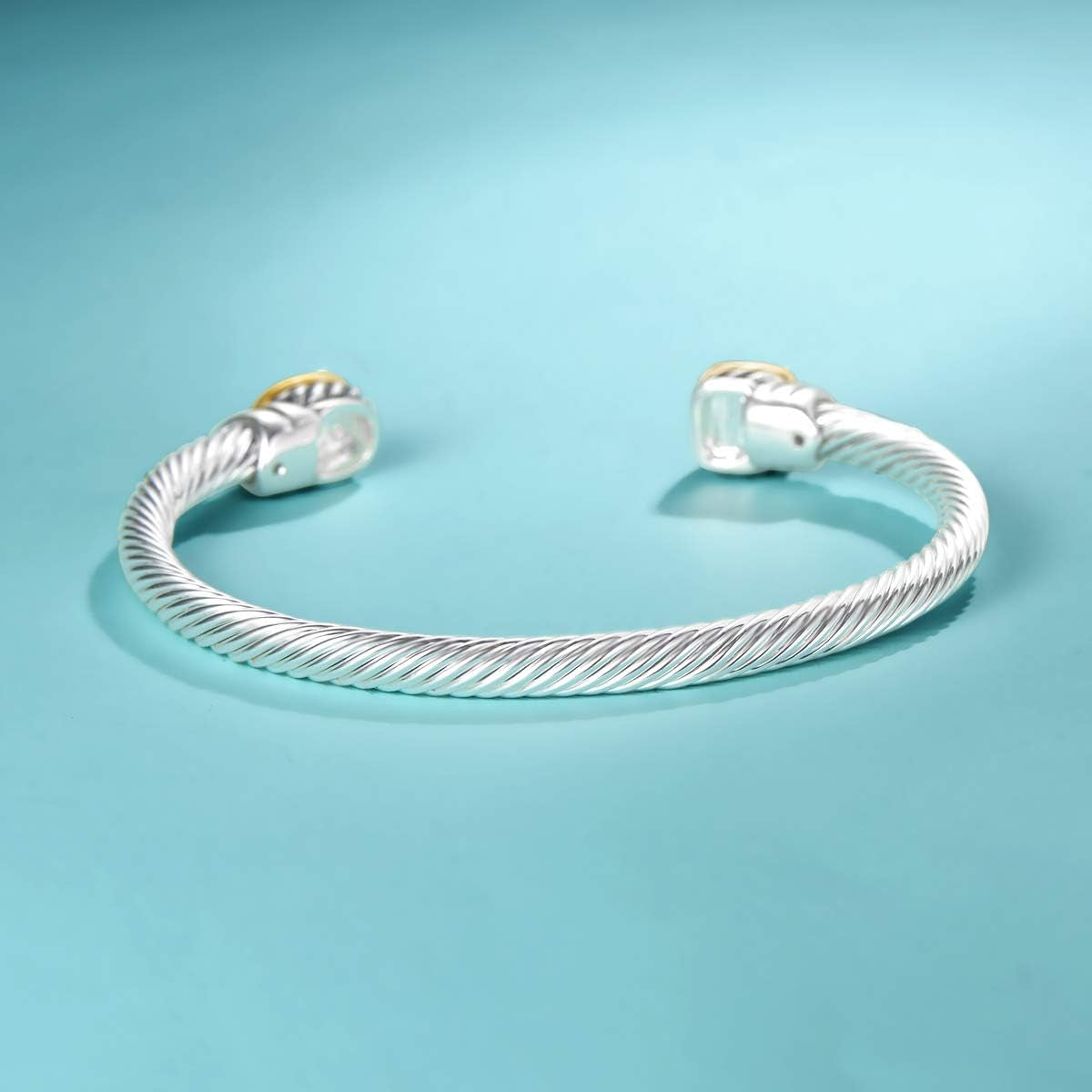 Jewel Bracelet Designer Brand Inspired Women Jewelry 4.5Mm Thin Twisted Cable Wire Bangle Gem Stone Christmas Day Gift