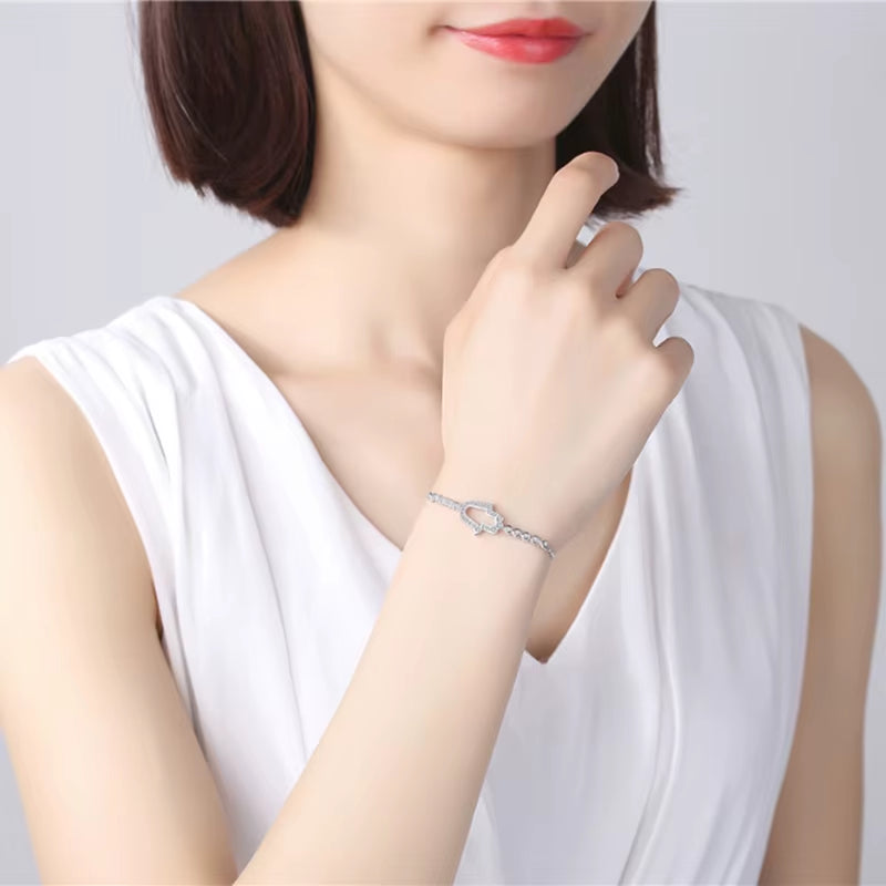 925 Sterling Silver Bracelet Zircon Tennis Bracelets for Women Hamsa Hand Charm Bracelet Mens Bracelets 2019 Jewelry