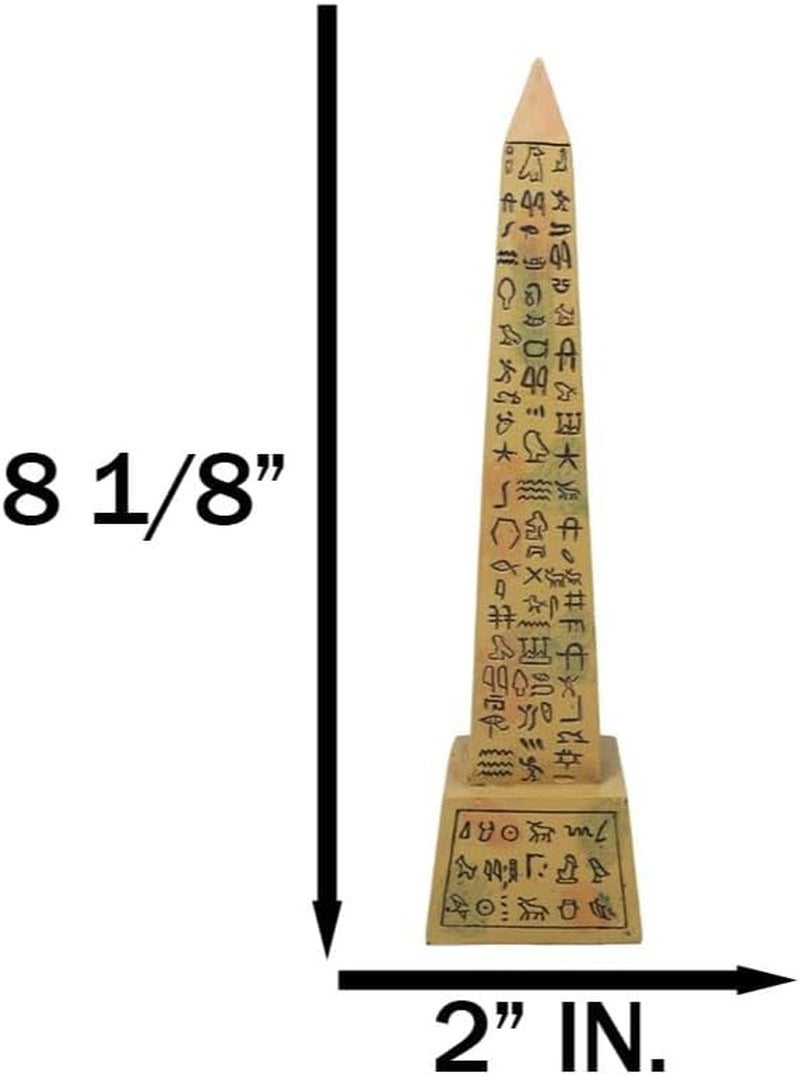 Ebros Egyptian Temple of Ra Desert Obelisk with Hieroglyphs Statue 8" Tall Ancient Egypt Landmark Obelisks Pillar Tower Figurine (Sandstone Brown)