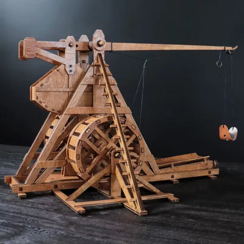 1:48 Rotary Counterweight Trebuchet Catapult DIY Ancient Chariot Model Siege Car Wooden 3D Puzzle Need Assembly
