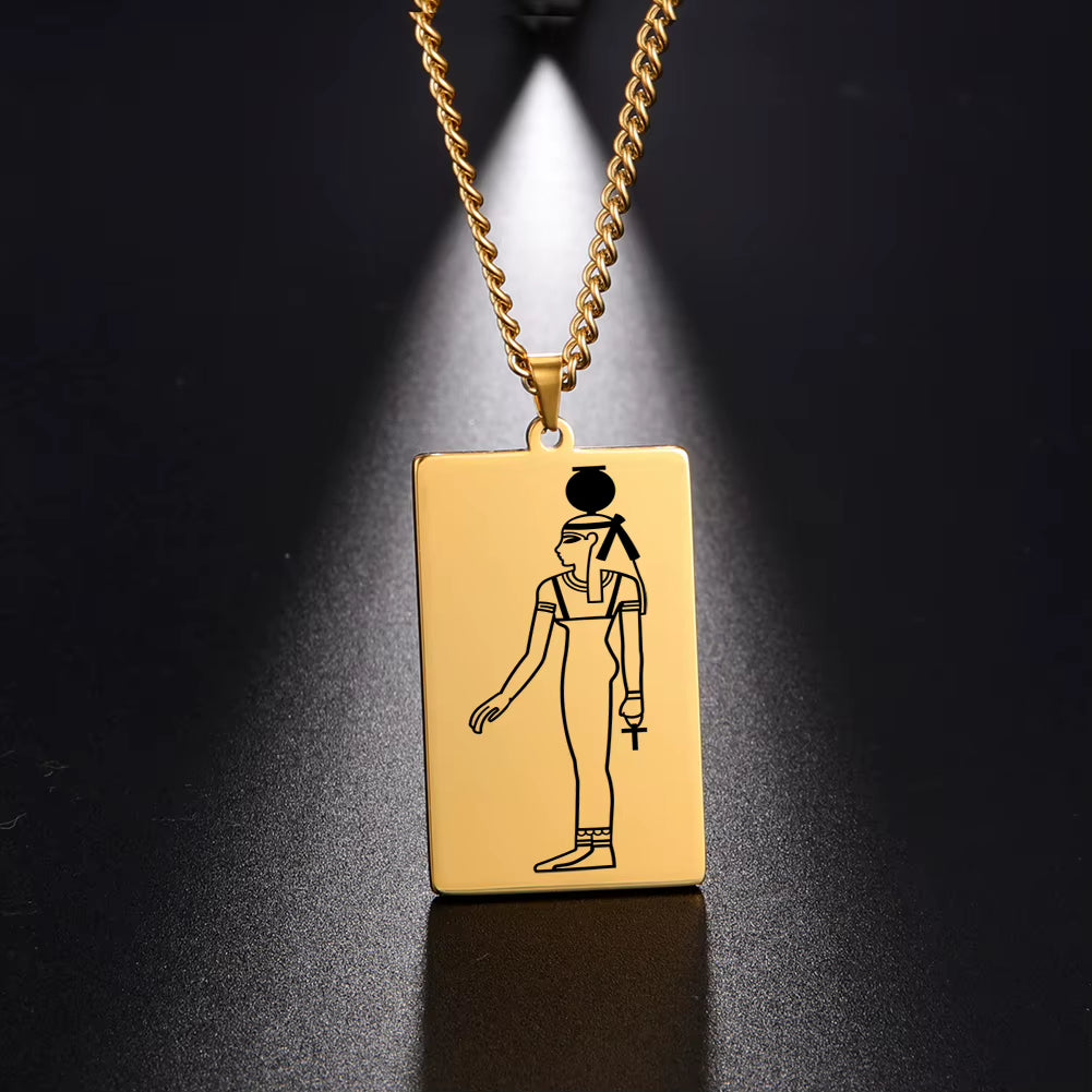 Gold Plated 15 Egyptian God Talisman Pendant Men Women Necklace Egypt God of Magic Wisdom Thoth Ibis-Head Amulet Jewelry Gifts