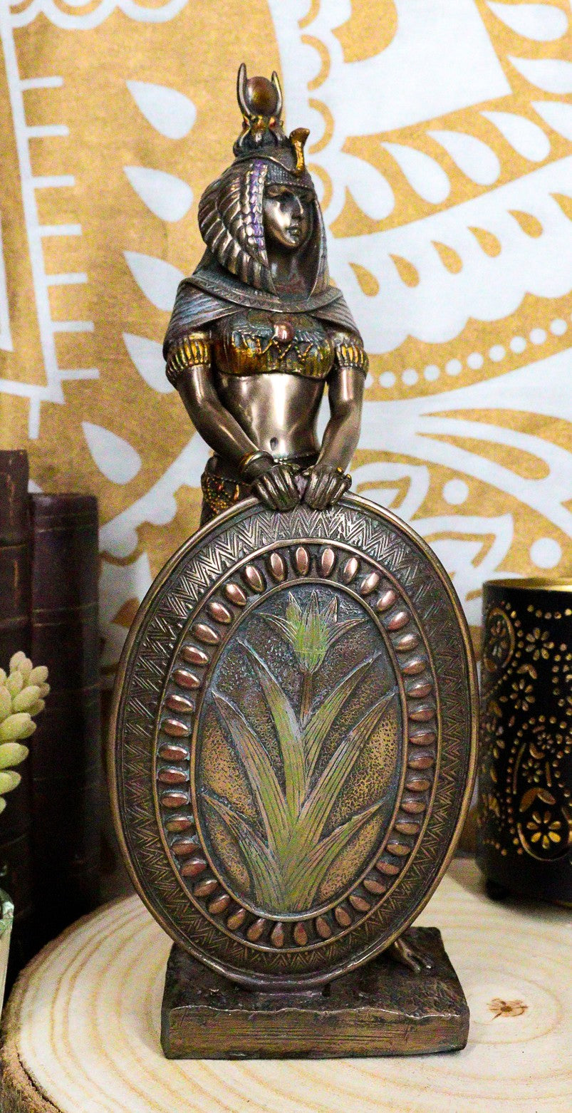 Egyptian Isis Statue Goddess of Motherhood Magic 11"H Figurine Bronze Patina