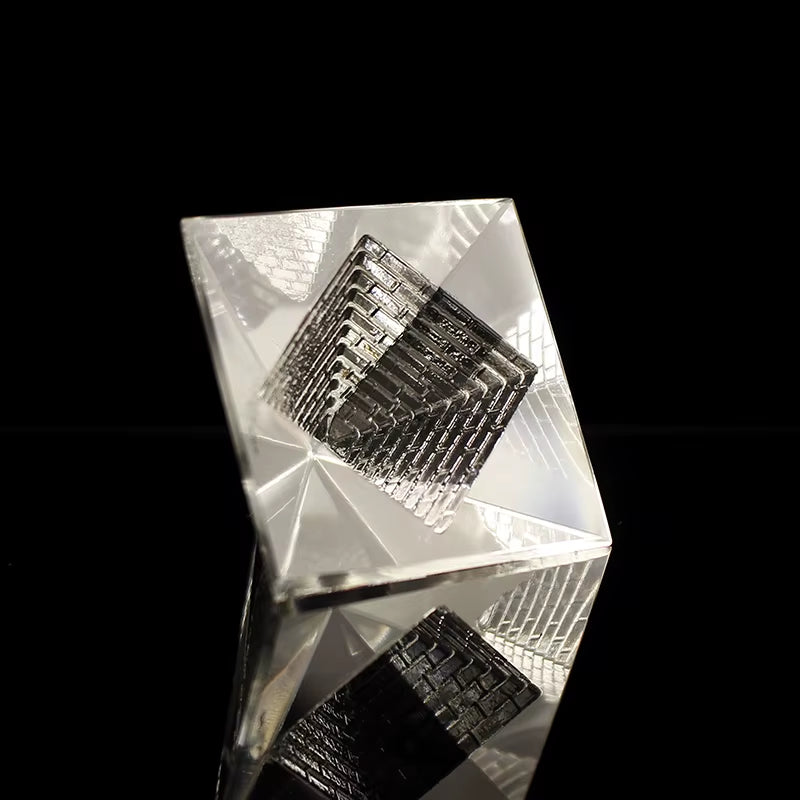 Energy Healing Hollow Crystal Glass Egypt Pyramid Fengshui Figurines Chakra Healing Miniature Home Decoration Accessories