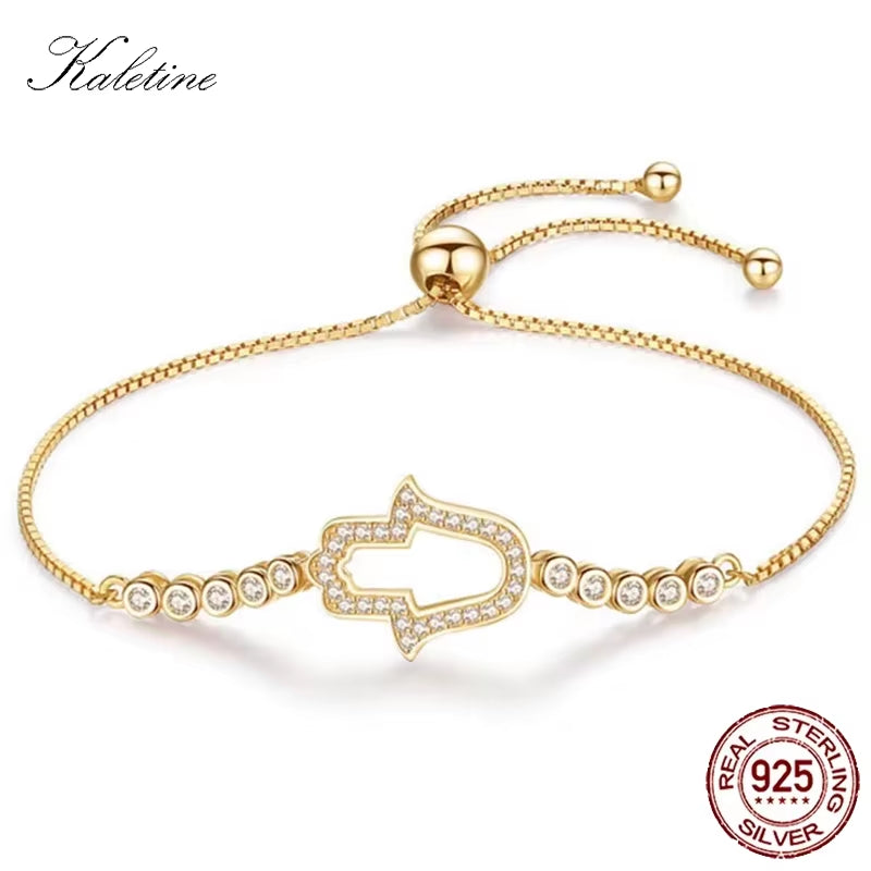 925 Sterling Silver Bracelet Zircon Tennis Bracelets for Women Hamsa Hand Charm Bracelet Mens Bracelets 2019 Jewelry