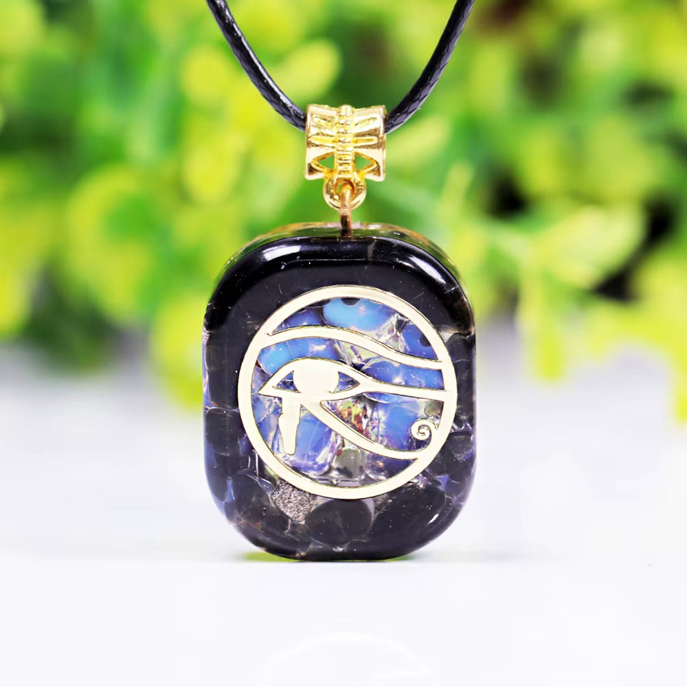Eye of Horus Necklace Orgone Pendant Egyptian Ancient Wedjat Eye of Ra Horus Symbol of Protection Mens' Amulet Protective