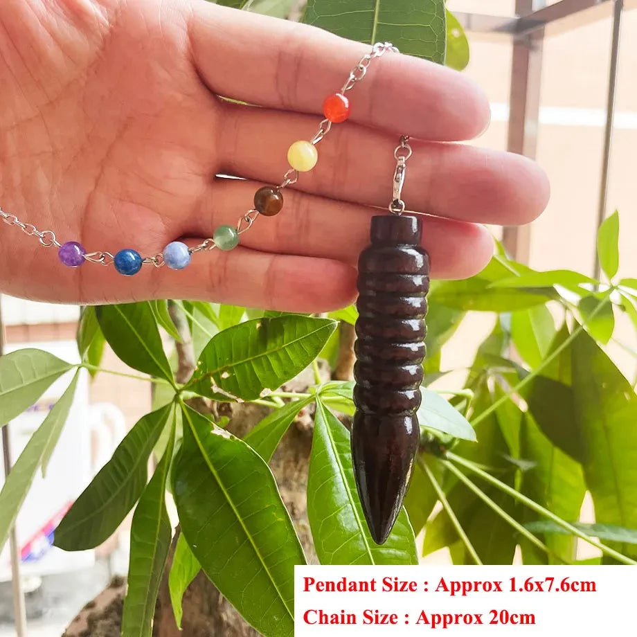 Natural Wooden Pendulum for Divination Dowsing Karnak Egyptian Wood Pendant Pendulums Chakra Chain Healing Spiritual Pendulos