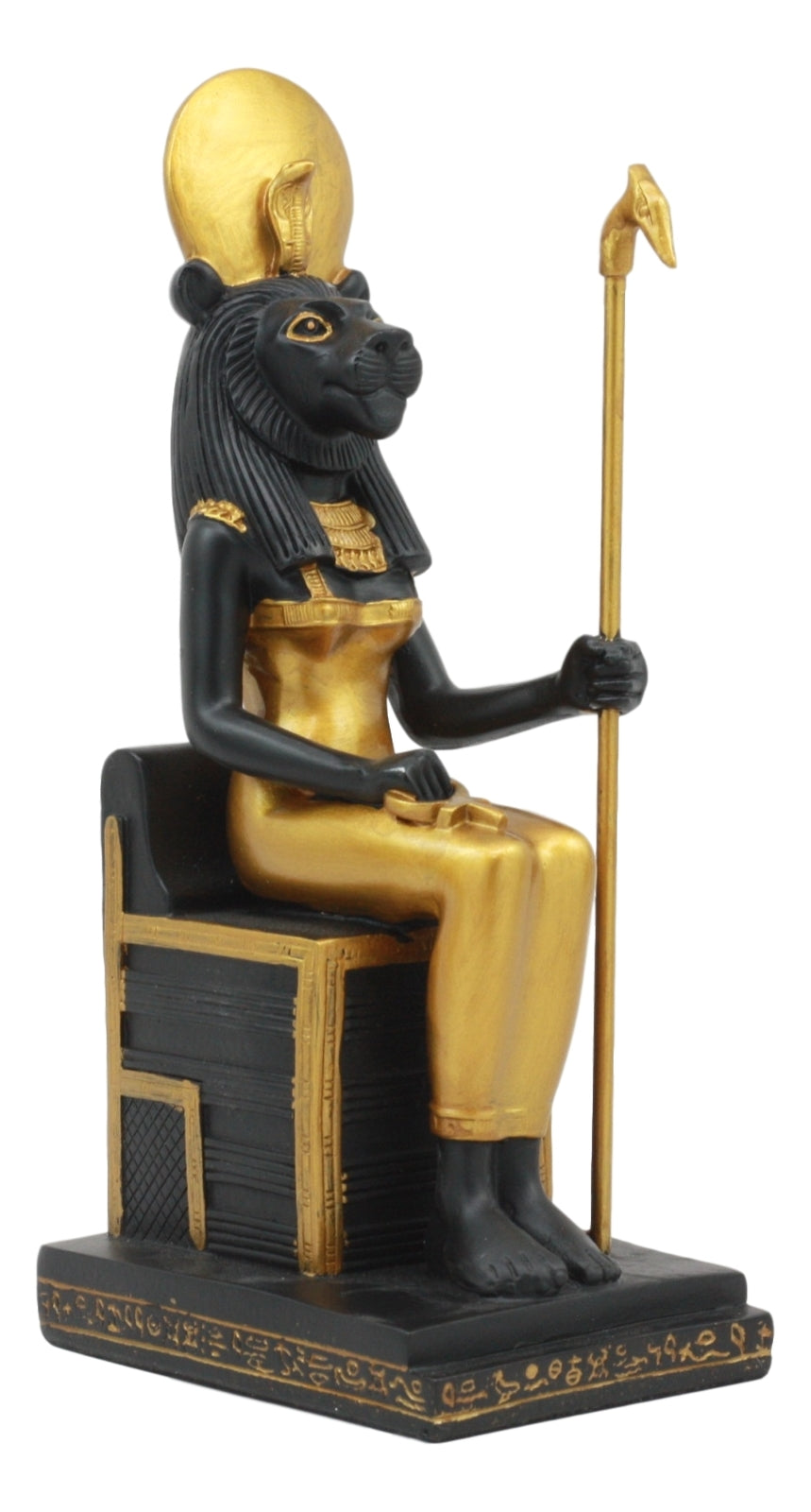 Ancient Egyptian Religion Decor Sekhmet Sitting on Throne God Statue Collectible