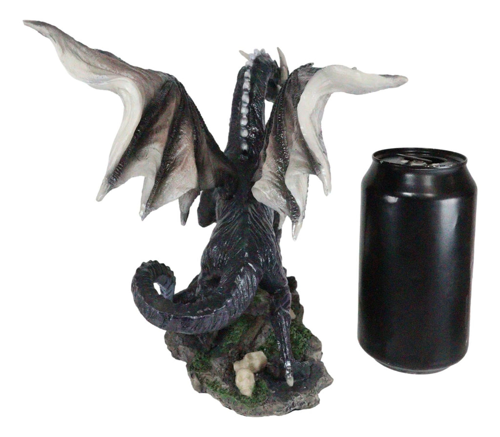 Ancient Mythology Legendary Guardian Dark Midnight Dragon Sculpture Statue 8"H
