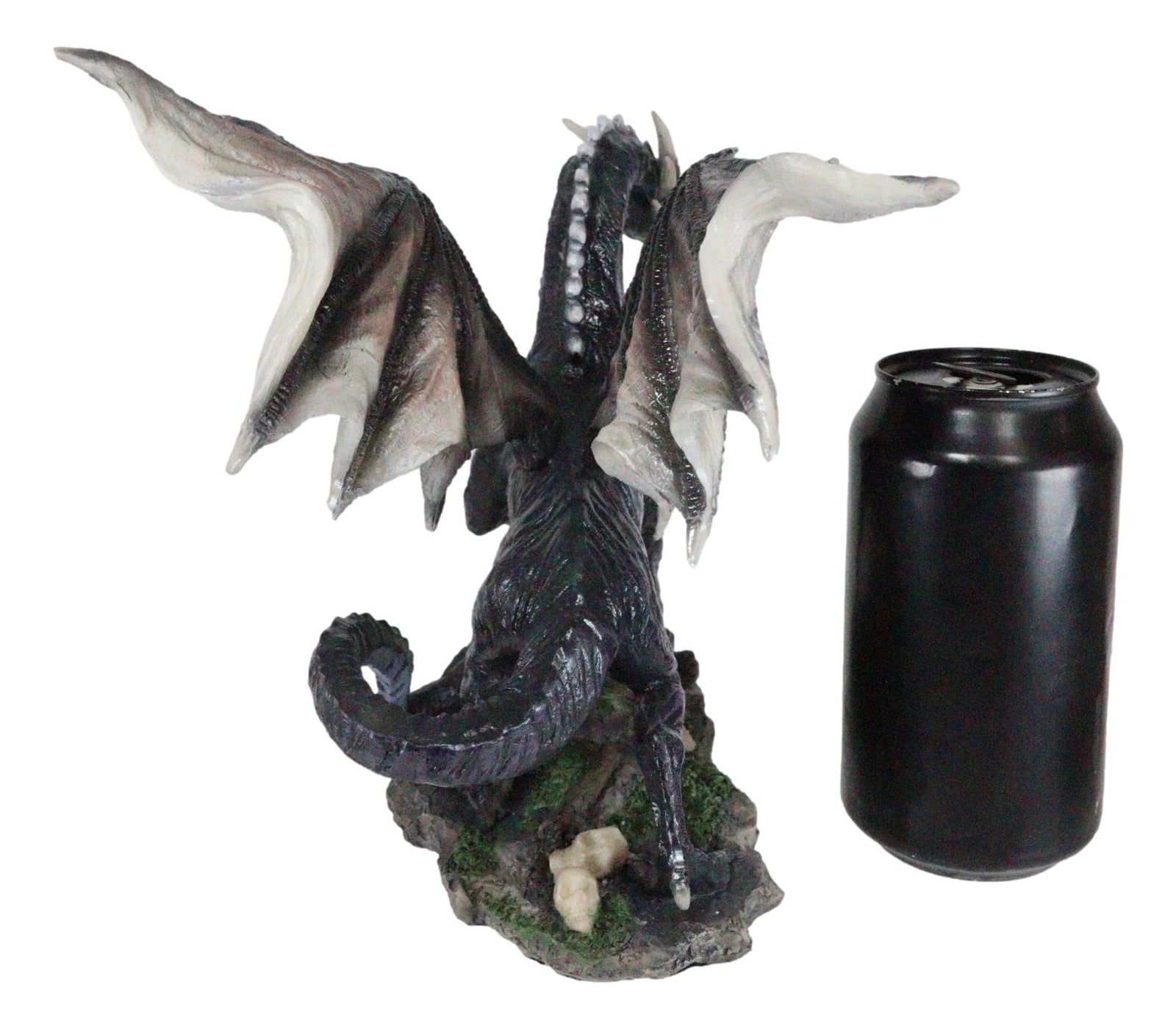 Ancient Mythology Legendary Guardian Dark Midnight Dragon Sculpture Statue 8"H
