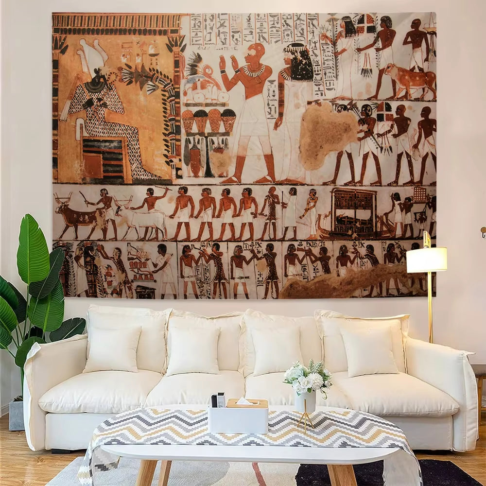 Egyptian Painting Tapestry Nefertalis Tomb Thebes Wall Hanging Gods of Ancient Egypt Mural for Bedroom Living Room Dorm Decor