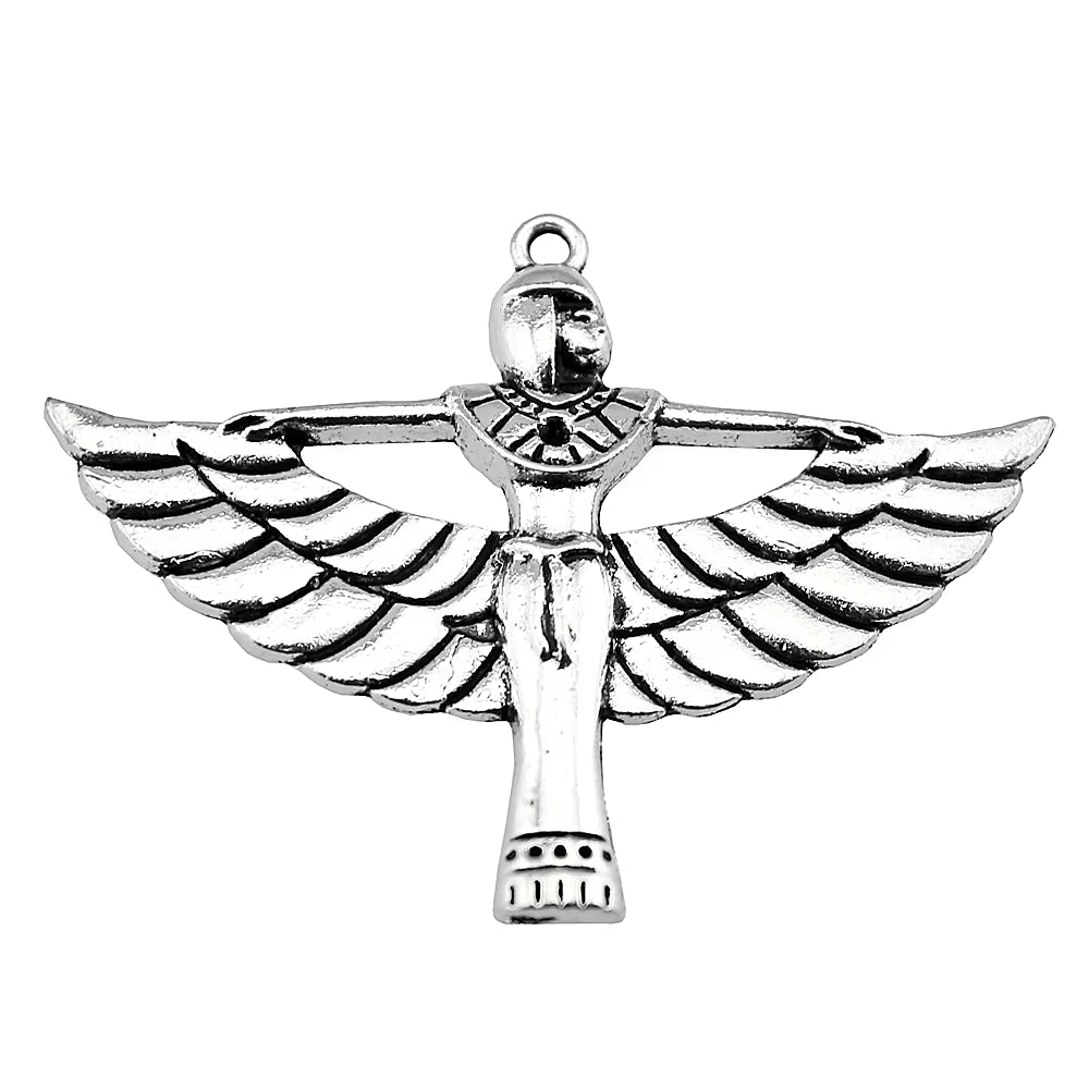2Pcs 42X56Mm Pendant Winged Woman Egyptian Goodness Charm Pendants for Jewelry Making Egypt Goodnesspendants