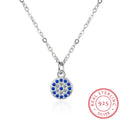 Genuine 925 Sterling Silver Necklace Turkey round Evil of Eye Necklaces AAA CZ for Women Link Chain Jewelry KLTN021