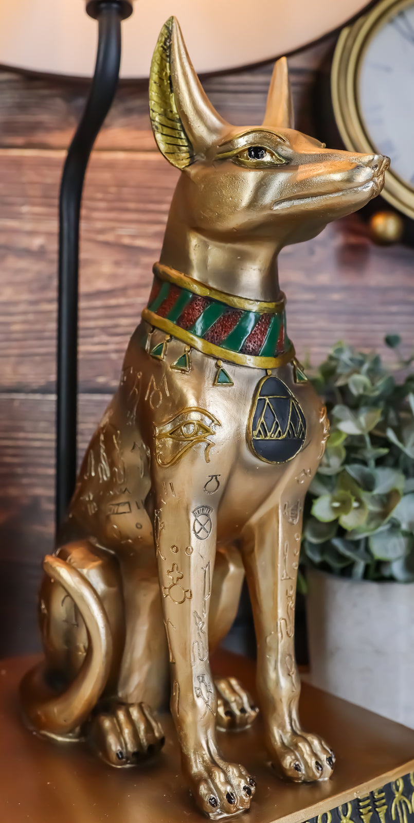 Bronzed Egyptian God of Afterlife Death and Mummies Anubis Table Lamp Statue