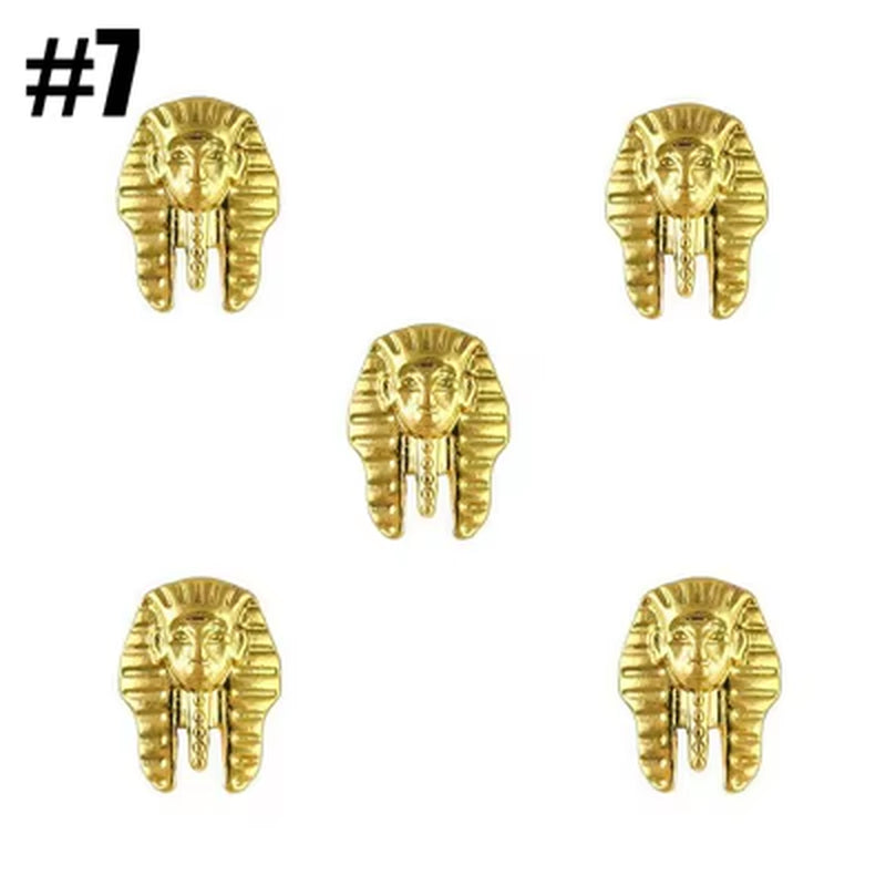 20PCS Beauty Egyptian Style Gold Nail Charms 3D Metal Nail Art Decoration Accessories Supplies Tool