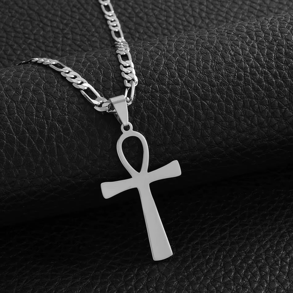 4.3CM Egyptian Cross Pendant Ankh Necklace Woman Men Gold /Silver Color African Charms Jewelry Egypt Nile Key #159321
