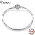 Authentic 100% 925 Sterling Silver Classic Snake Chain Bangle & Bracelet for Women Pave Setting CZ Fine Jewelry PAS916