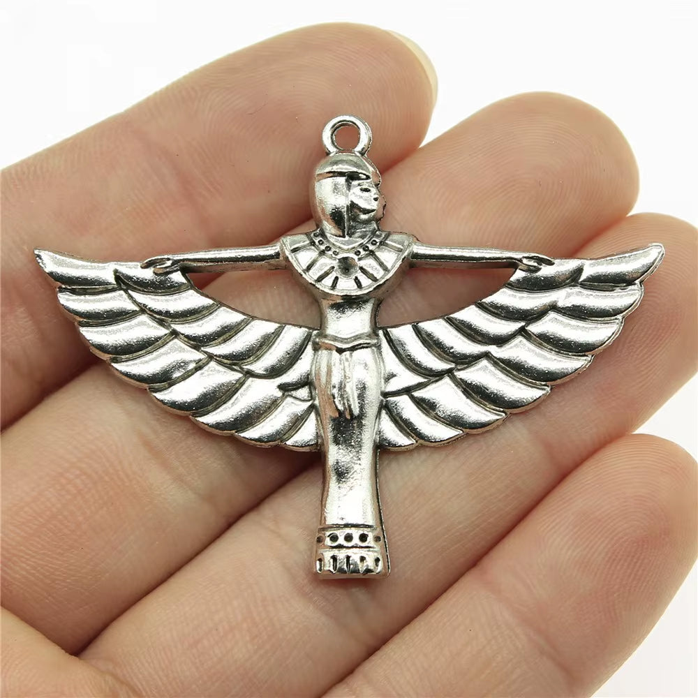 2Pcs 42X56Mm Pendant Winged Woman Egyptian Goodness Charm Pendants for Jewelry Making Egypt Goodnesspendants