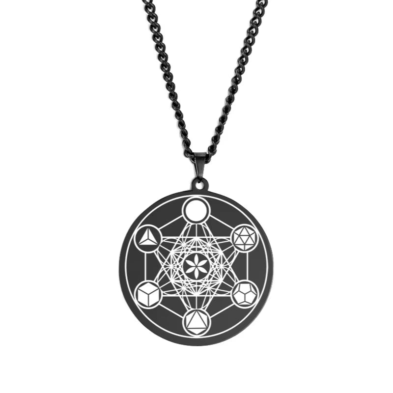 Archangel Metatron Seal Solomon Pendants Necklace for Men Stainless Steel Jewelry Religious Necklaces