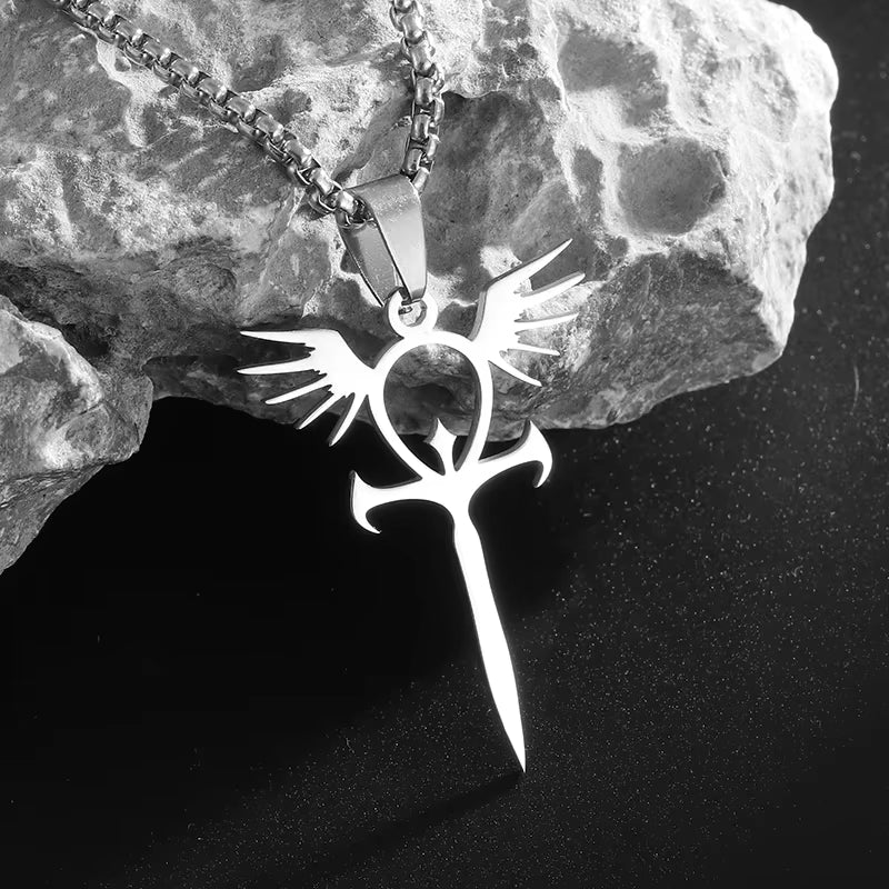 Stainless Steel Ancient Egyptian Ankh Cross Life Key Totem Necklace Men and Women Lucky Amulet Jewelry