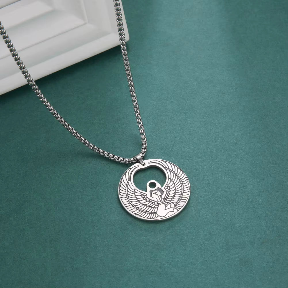 Egyptian Pyramid Pharaoh Isis Amulet Pendant Necklaces for Women Men Stainless Steel Jewelry Vintage Talisman African Gift