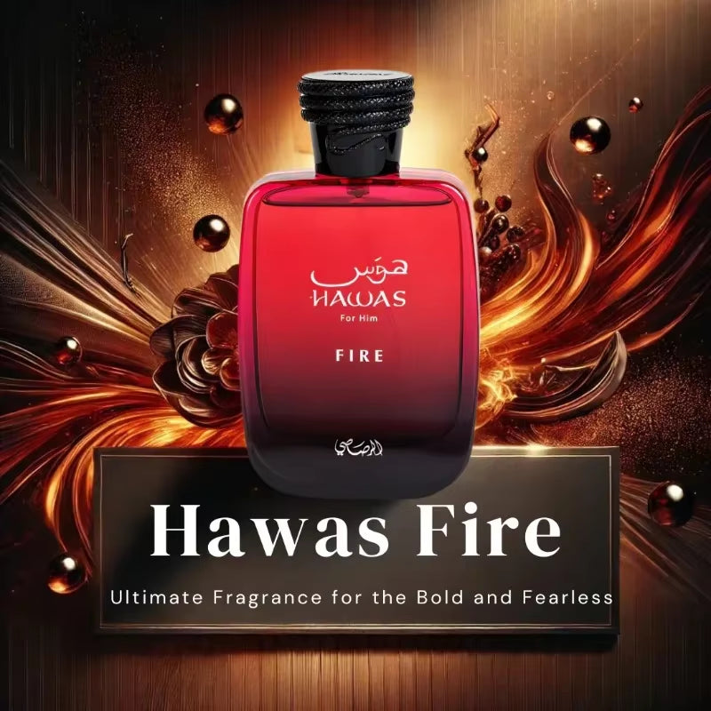 Hawas Fire Eau De Parfum Spray 100Ml Original Arab Perfumes Lasting Aromatic Aquatic Pheromones Perfume Cologne Makeup