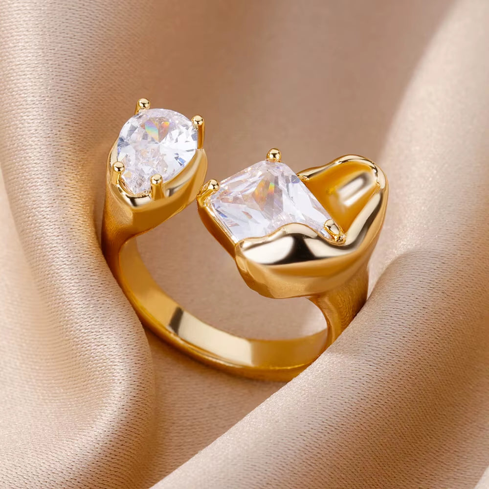 Gold Color Turkish Evil Eye Ring for Women Stainless Steel Luxury Wedding Couple Jewelry Trendy Anillos Mujer 2025 Dropshipping