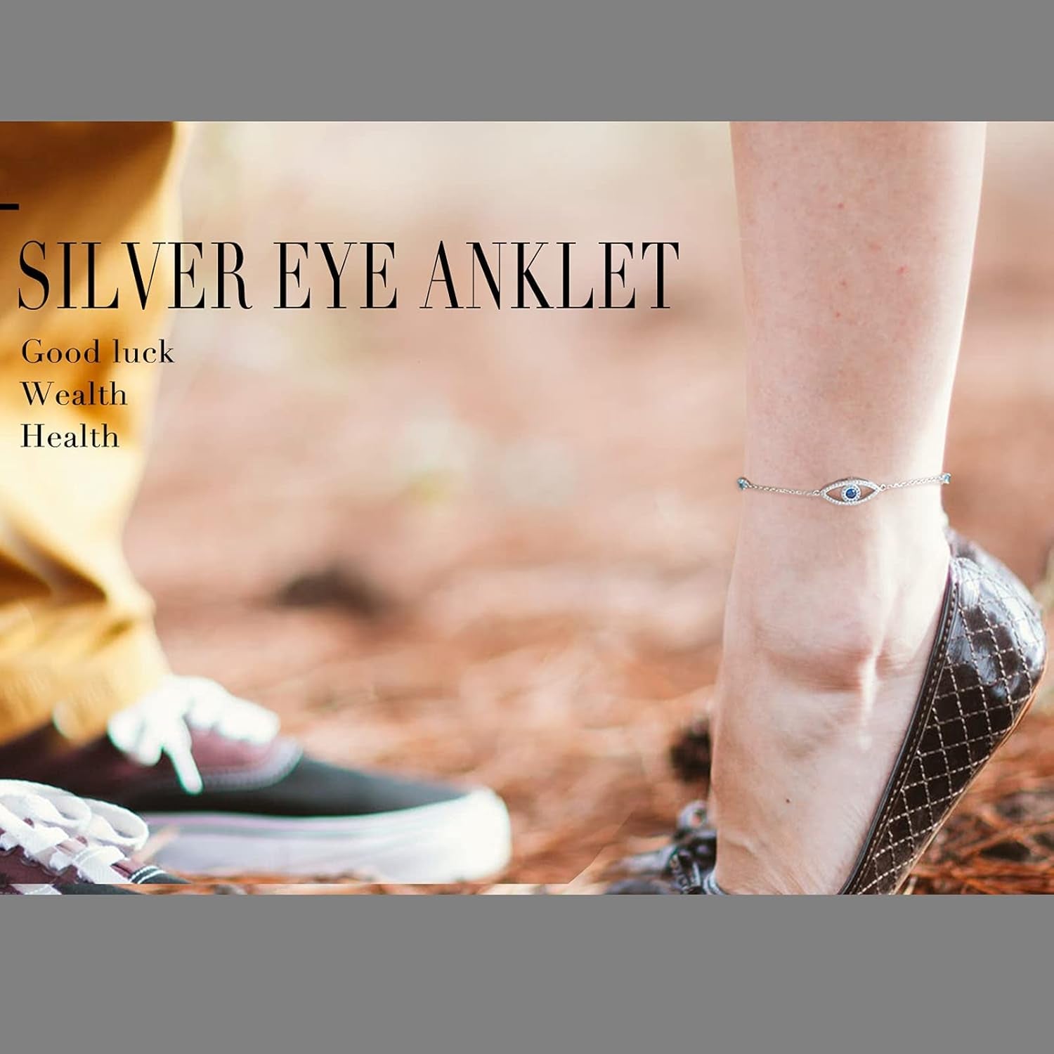 Evil Eye Anklet, Sterling Silver Adjustable Anklets for Womens,Cubic Zirconia Blue Evil Eye Jewelry Gifts for Women(Anklet 10 Inches)