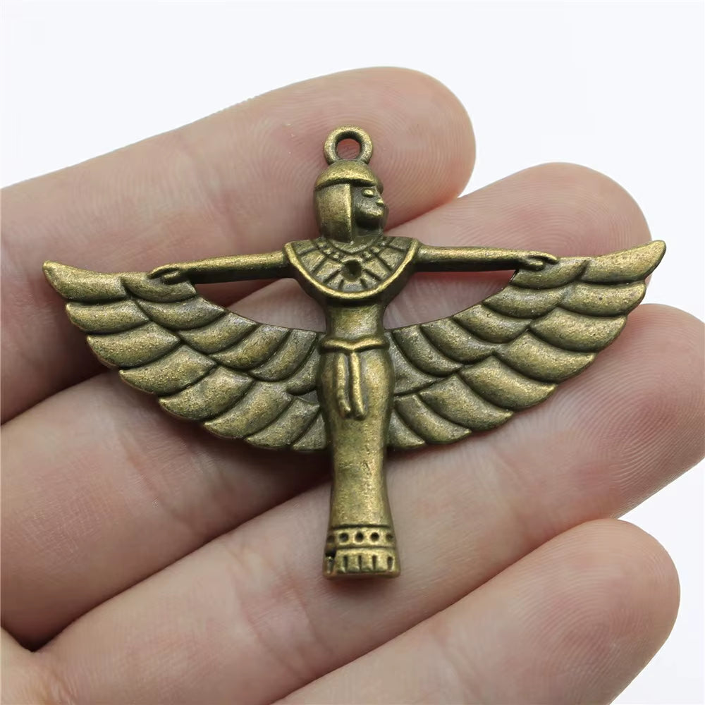 2Pcs 42X56Mm Pendant Winged Woman Egyptian Goodness Charm Pendants for Jewelry Making Egypt Goodnesspendants