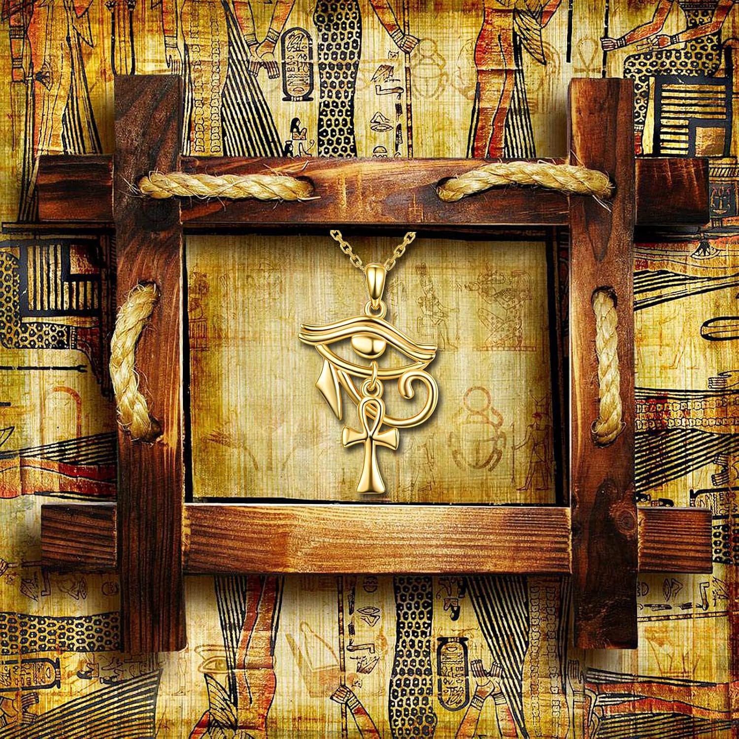 Eye of Horus with Ankh Pendant Necklace for Women Men 925 Sterling Silver Egyptian Protection Jewelry Gift for Birthday Christmas