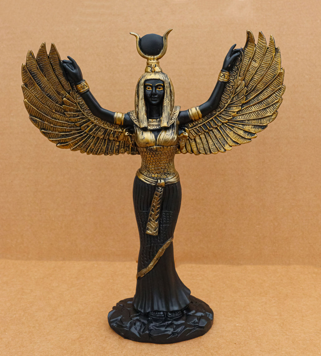 Egyptian Theme Isis with Open Wings Goddess of Magic and Nature Statue Sculpture