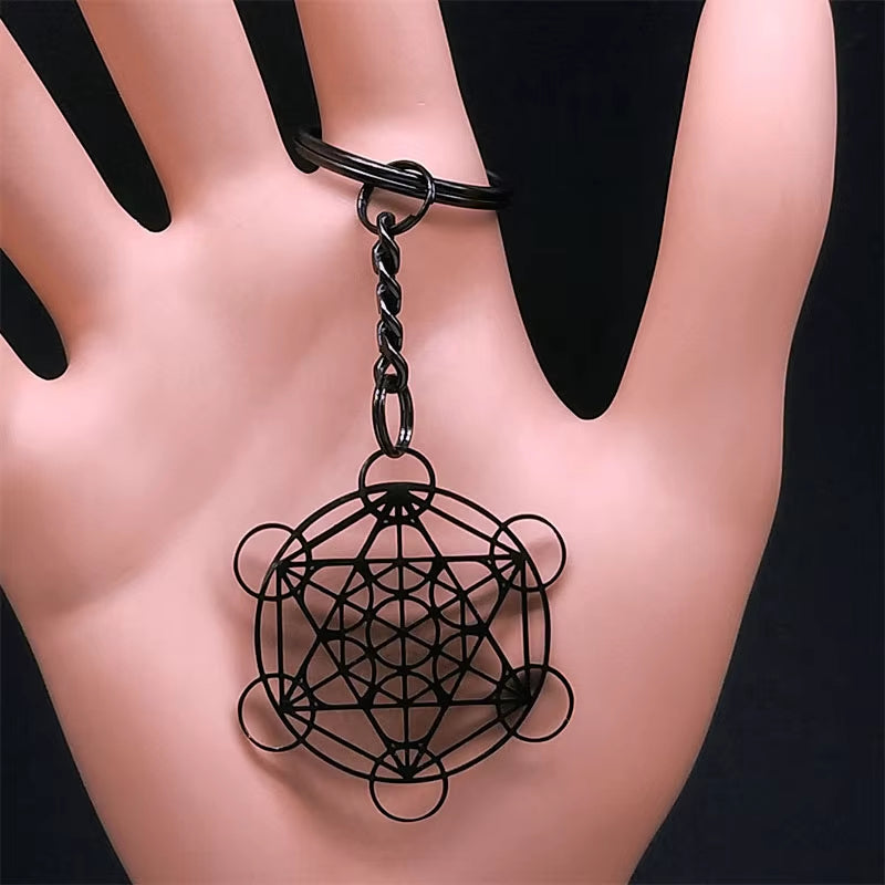 Flower of Life Chakra Spiritual Necklace for Women Stainless Steel Sacred Geometry Metatron Cube Salomon Men Collar Jewelry