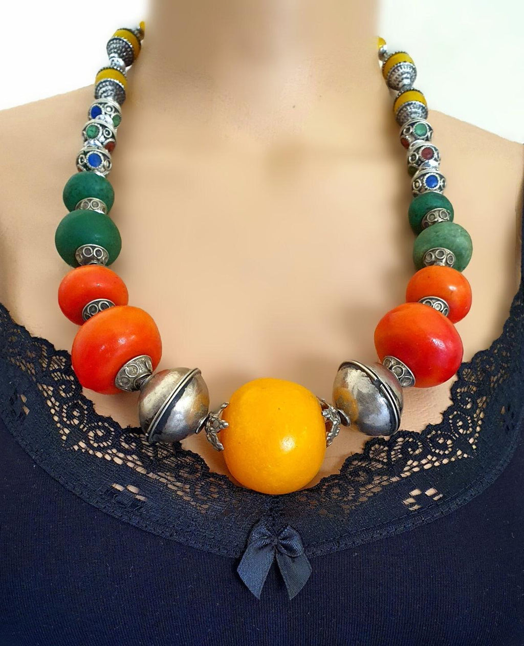 Moroccan Berber Necklace, Tribal Antique Jewelry, Ethnic Bohemian Gift