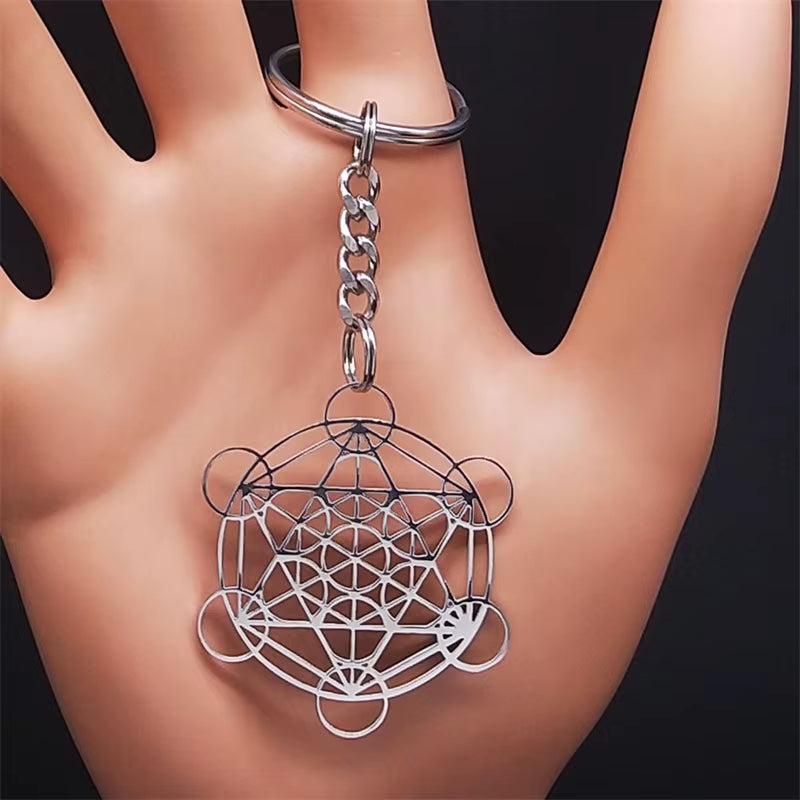 Flower of Life Chakra Spiritual Necklace for Women Stainless Steel Sacred Geometry Metatron Cube Salomon Men Collar Jewelry