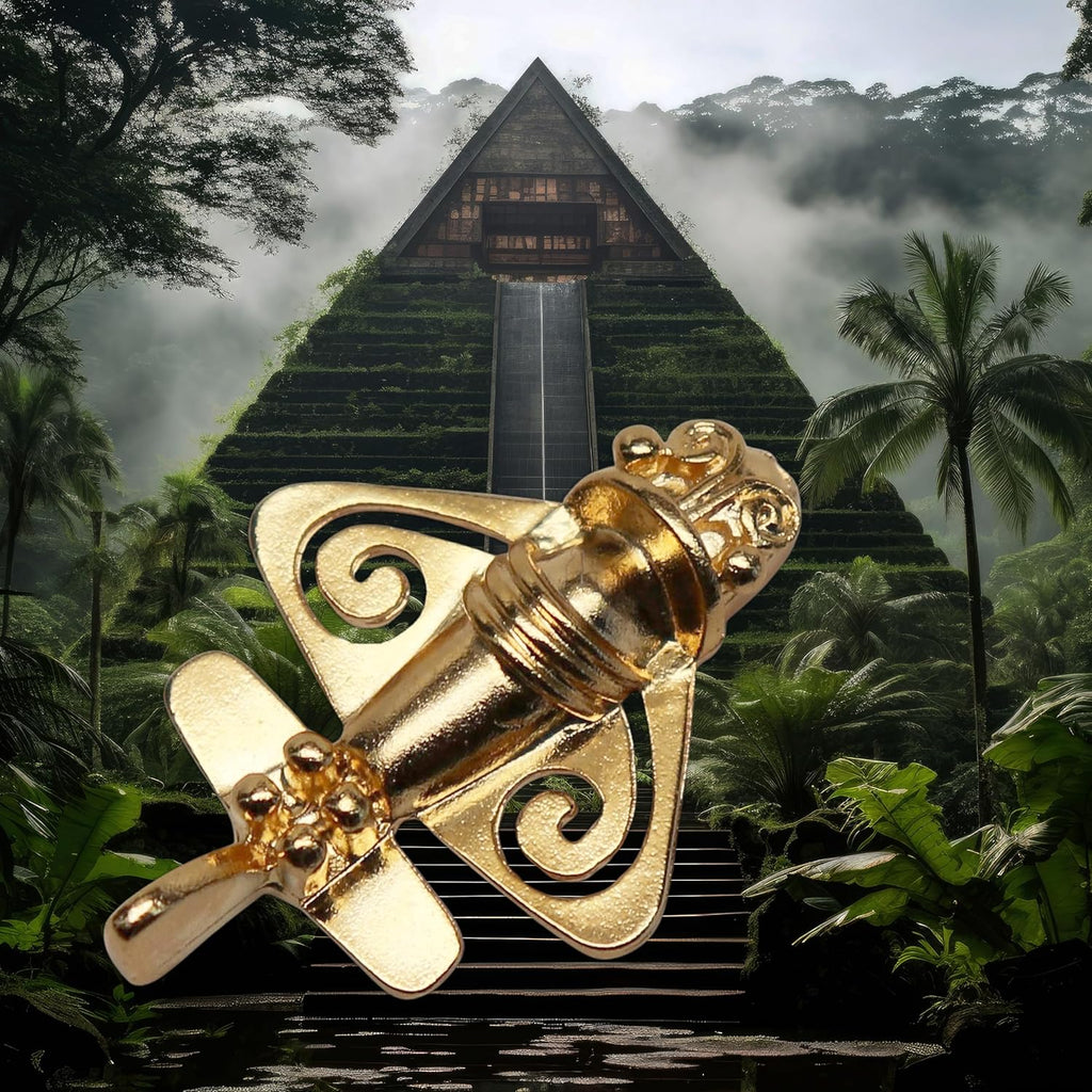 Quimbaya Flyer Pin 24K Gold Finish Pre-Colombian Ancient Alien Artifact Lapel, H